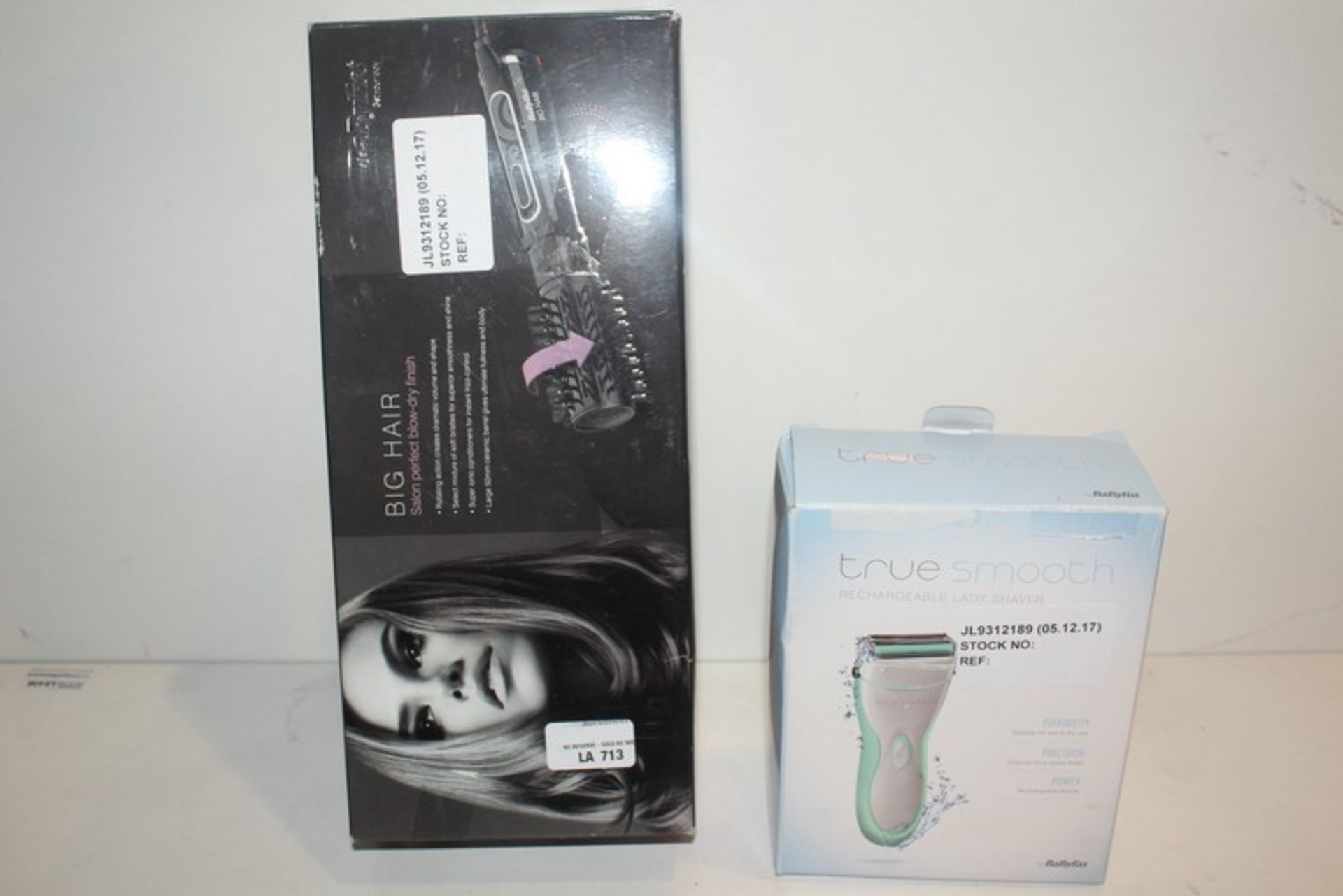 2 x BOXED ASSORTED ITEMS TO INCLUDE A BABYLISS RECHARGEABLE LADY SHAVER AND A BABYLISS HAIR BRUSH (