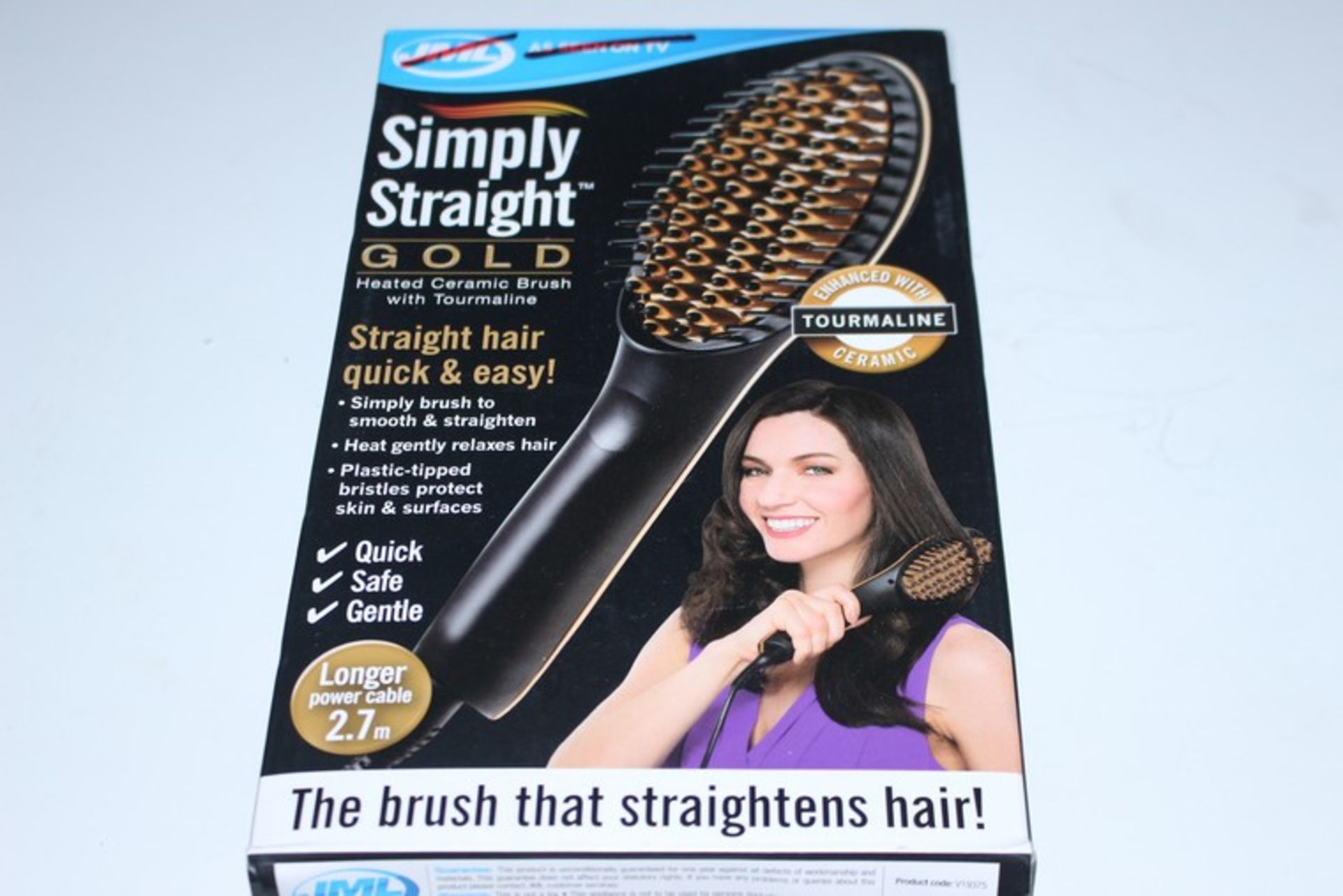 2 x BOXED AS SEEN ON TV SIMPLY STRAIGHT GOLD CERAMIC STRAIGHTENING BRUSH *PLEASE NOTE THAT THE BID