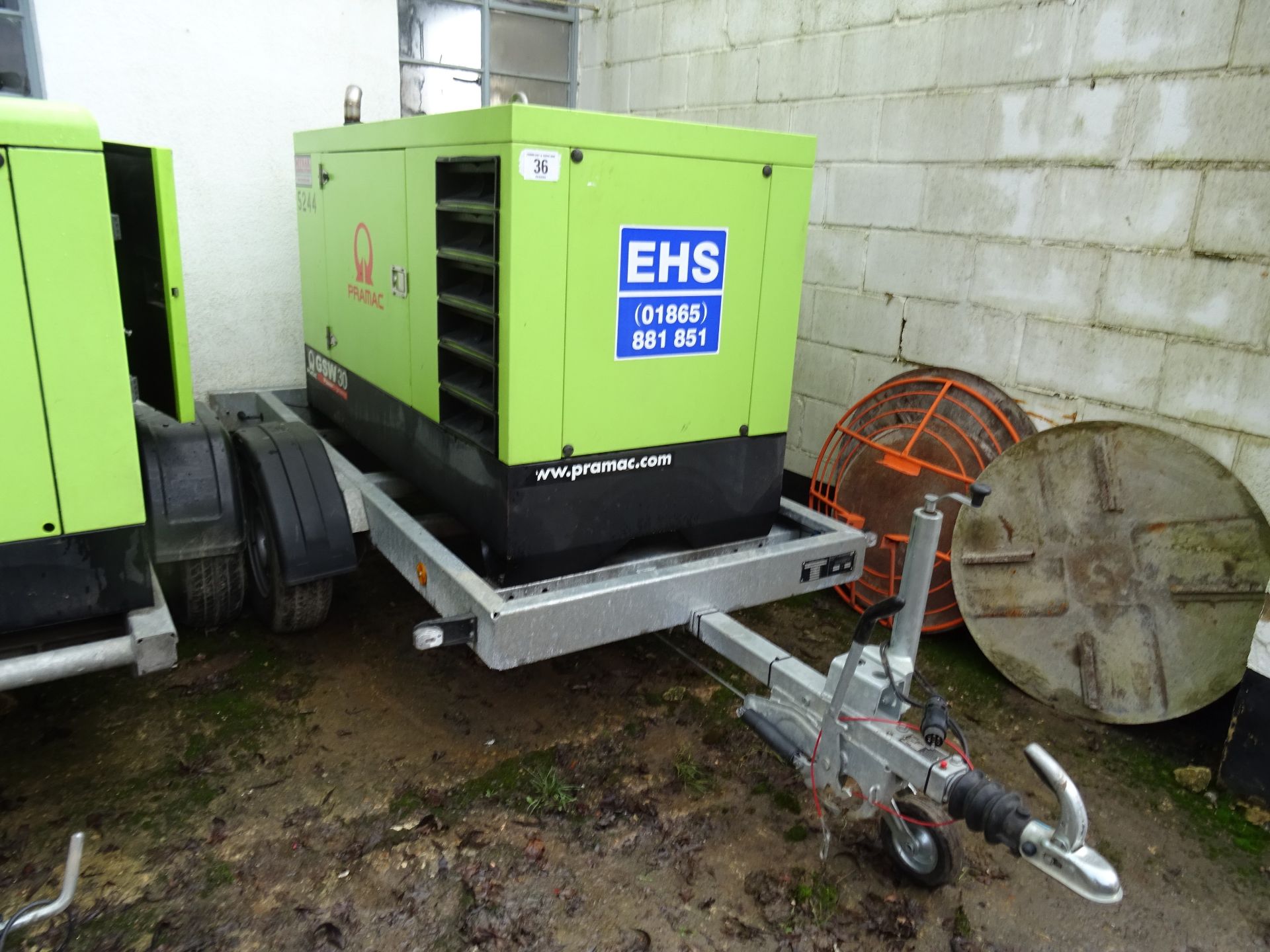 Pramac/Perkins GSW30 30kva road tow generator (2010) 8145 hrs 5244 RMP