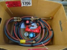 Eland oxy acetylene welding & cutting outfit with gauges/flashbacks/hoses etc