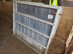 Pair of galvanised steel frames & stock board sheeted gates each 1400 x 1200