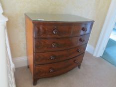 Mahogany bow fronted chest of drawers (2 over 3)