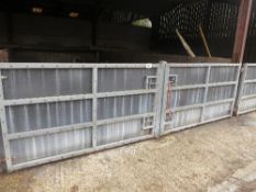 Pair of heavy duty galvanised and stock board sheeted yard gates each 2110 x 1230 (7ft x 4ft)