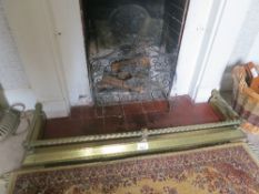 Brass fender and wrought iron fire screen