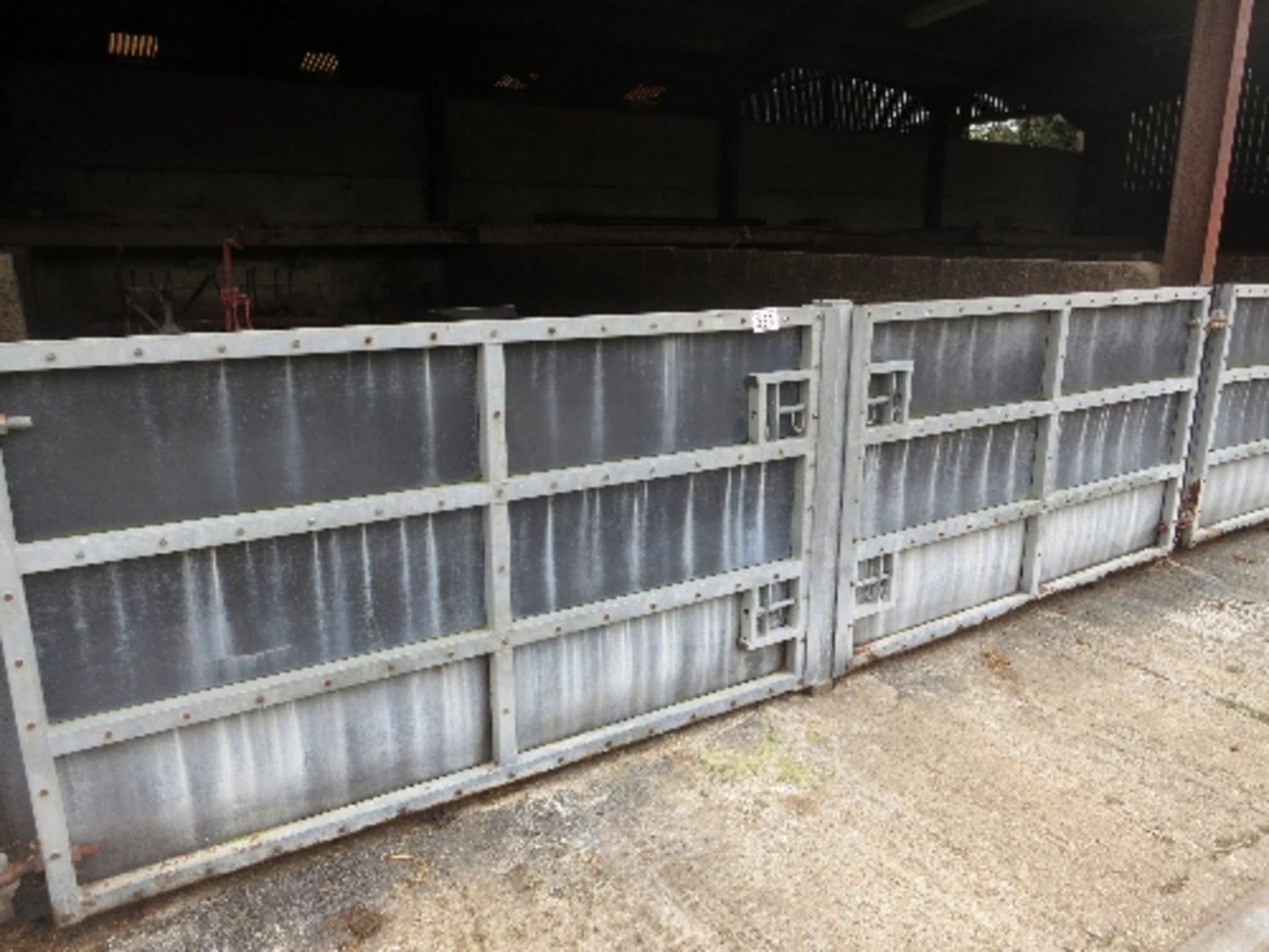 Pair of heavy duty galvanised and stock board sheeted yard gates each 2110 x 1230 (7ft x 4ft)