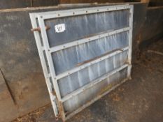 Pair of galvanised steel frames & stock board sheeted gates each 1400 x 1200