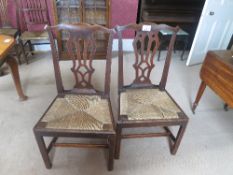 2 rush seated dining room chairs