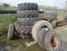 9 assorted trailer wheels/tyres