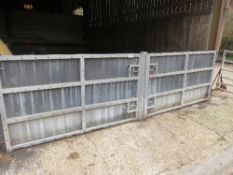Pair of heavy duty galvanised and stock board sheeted yard gates each 2110 x 1230 (7ft x 4ft)