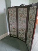 3 piece tapestry inlaid Victorian screen
