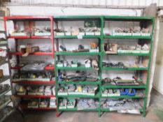3 bays of metal racking & contents of Fiat, Ford & New Holland agricultural parts