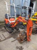 Kubota K008 micro digger (2012) expending tracks, 3 buckets, piped, 1375 hours