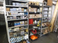 3 bays of metal racking & contents of filters