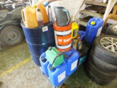 Pallet of part used lubricants & jugs