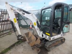 Bobcat E16 mini excavator with cab (2011) c/w QH, 3 buckets, extending tracks RDD