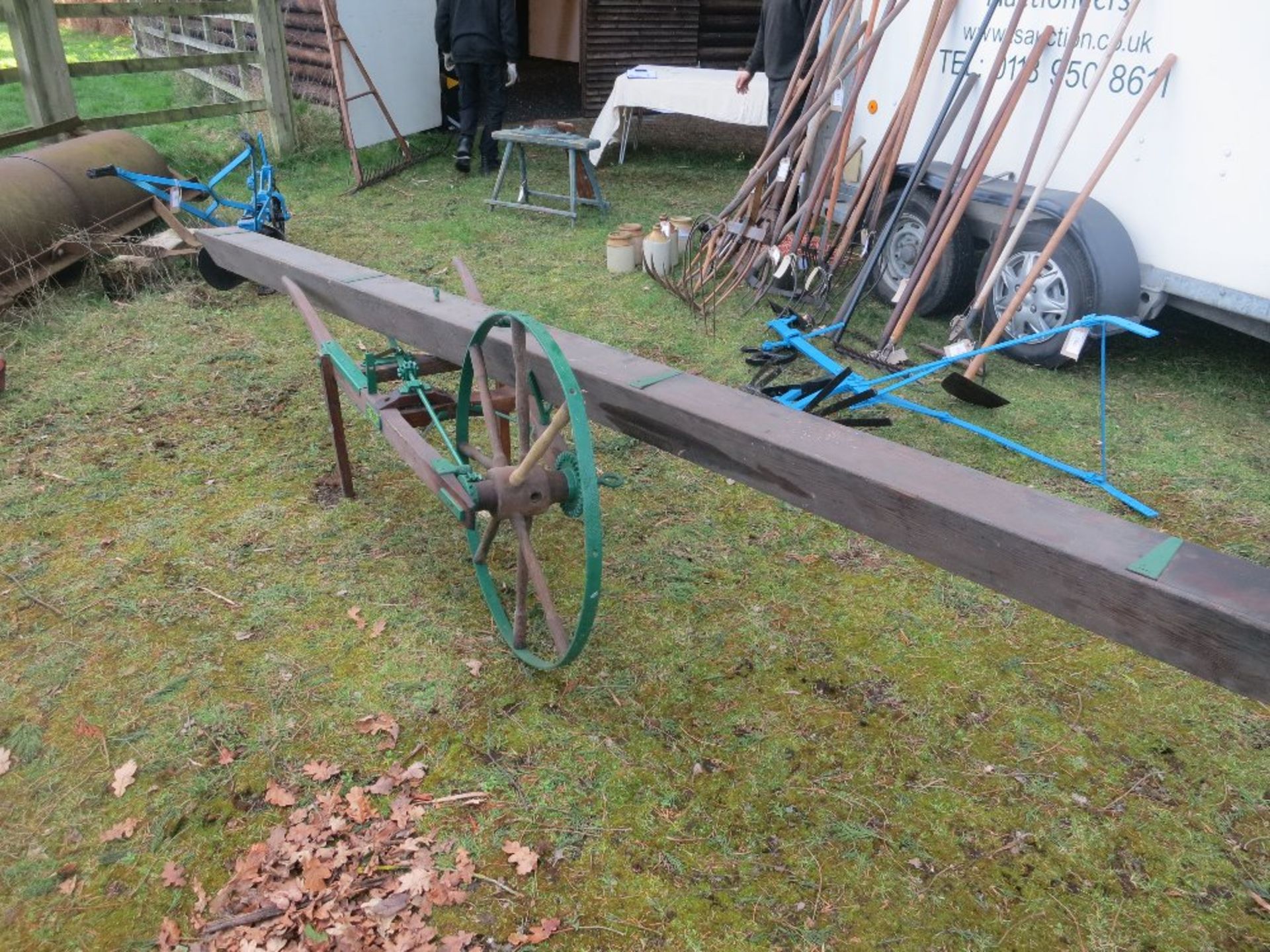 Early 20thC hand-drawn shandy seed barrow made by R. Hunt & Co. Ltd., Earls Colne