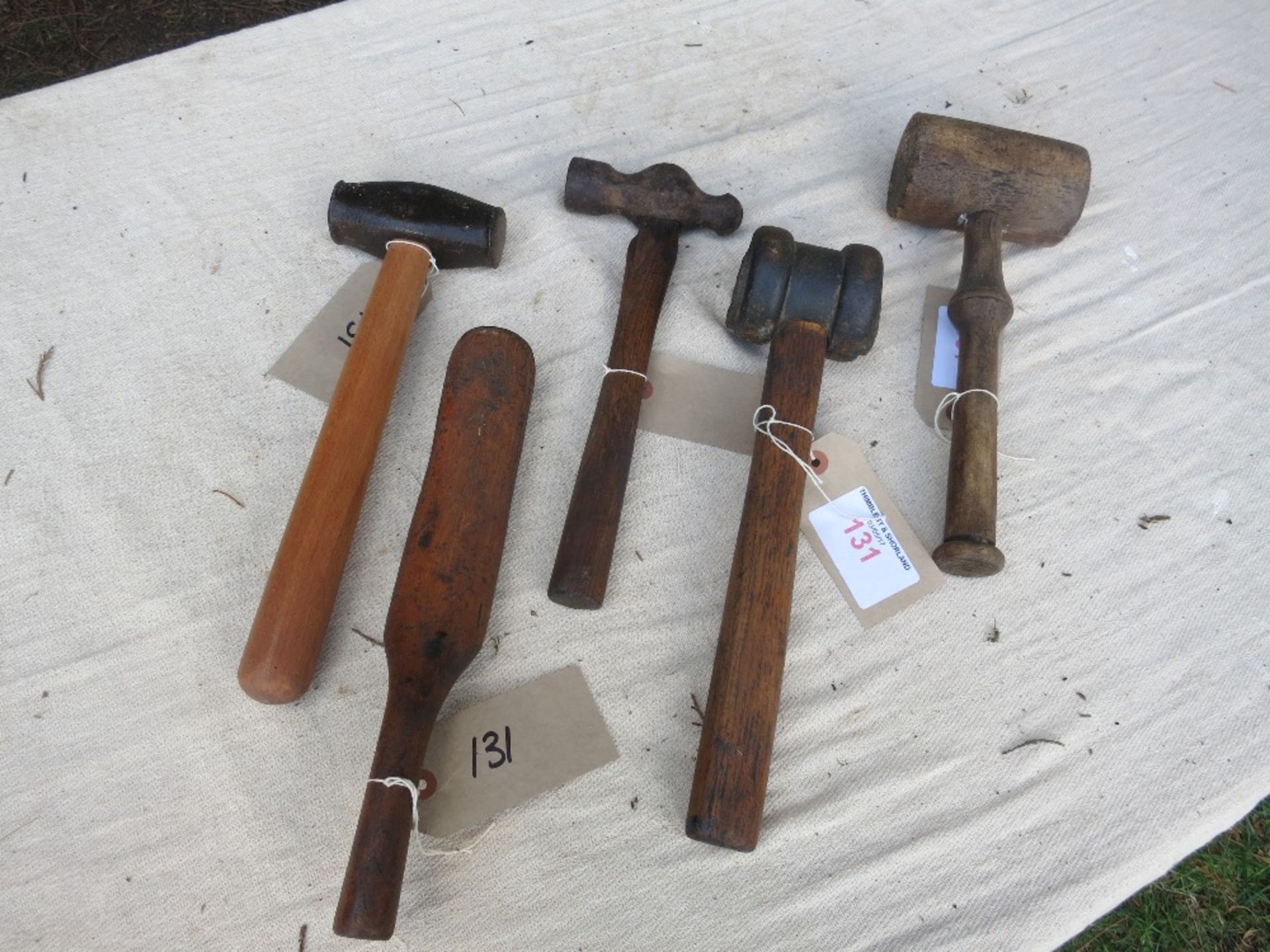 5 no. assorted moulding hammers