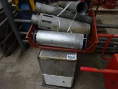 Oil fired workshop heater with flu pipe