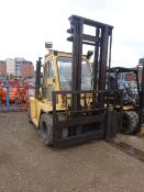 Caterpillar 7 tonne diesel forklift with solid tyres and full cab RDL