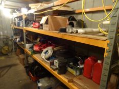 Large quantity of cutting discs, engine oil, ropes & strops, safety harness & various fixings