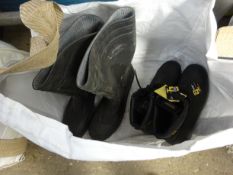 Pair of work boots (45) and pair of wellies (49)