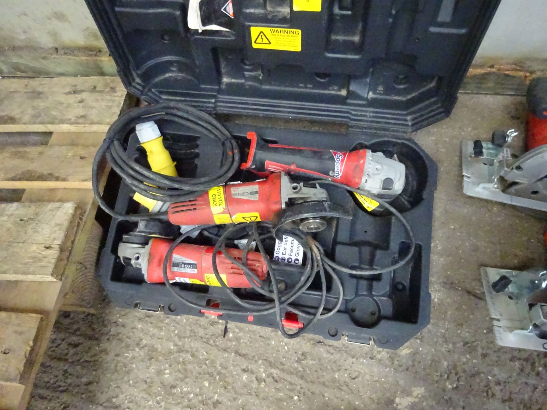 2 Milwaukee 110v angle grinders & 1 no 18v angle grinder, no battery