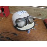 Stadium Clipper crash helmet and a pair of aviator goggles