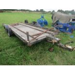 Tandem axle 17ft flat trailer with tipping deck