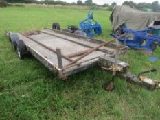 Tandem axle 17ft flat trailer with tipping deck