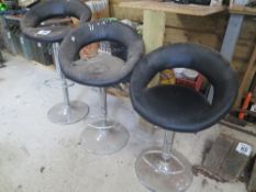 3 tubular chrome plated adjustable height bar stools