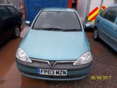 Vauxhall Corsa SXI 16V - FP03 MZN Date of registration: 21.05.2003 1199cc, petrol, manual, green