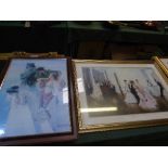 Framed & glazed print by Tissot of a ballroom scene & framed & glazed print 'Silver Favourites' by