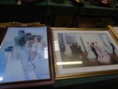 Framed & glazed print by Tissot of a ballroom scene & framed & glazed print 'Silver Favourites' by