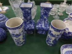 Pair of Mason's blue & white vases & a pair of Lasol ware Cavendish vases by Keeling & Co Ltd