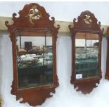 Pair of mahogany Chippendale-style wall mirrors with eagle surmount, 32' x 17'