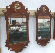 Pair of mahogany Chippendale-style wall mirrors with eagle surmount, 32' x 17'