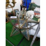 Hanging brass & glass ceiling light in the form of a star