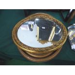 2 oval gilt framed ornate wall mirrors, 24' x 20' & 25' x 21'
