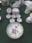Dresden part tea set of 6 side plates, 5 saucers, 5 cups, a teapot, a sugar bowl & a similar dish on