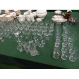 Large qty of drinking glasses; wine, champagne & tumblers