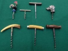 7 various collectable cork screws