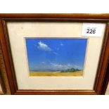 Framed & glazed watercolour 'Summer, The Lambourn Downs', by Clive Eastland in a wooden frame