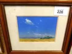 Framed & glazed watercolour 'Summer, The Lambourn Downs', by Clive Eastland in a wooden frame