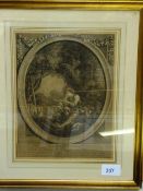 Framed & glazed print engraving 'le depart de Courier'