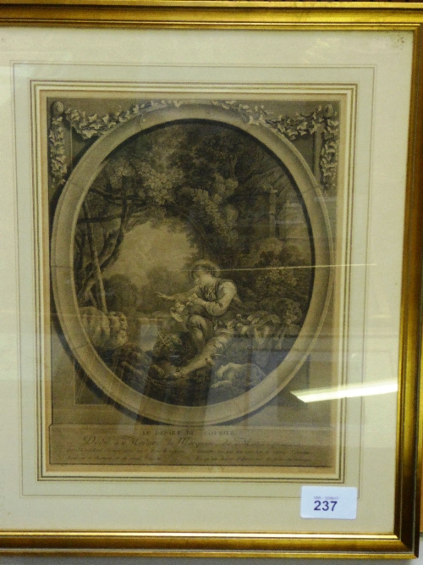 Framed & glazed print engraving 'le depart de Courier'