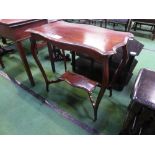 Mahogany shaped top occasional table with under shelf on cabriole legs