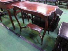 Mahogany shaped top occasional table with under shelf on cabriole legs