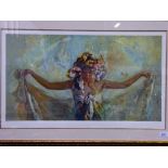 Framed & glazed limited edition 92/250 'Lady Dancer', by Royo, in gilt frame, 57' x 38'