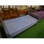 Metal framed single bed & mattress, 6'6' x 3'