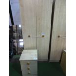 Melamine single wardrobe & melamine 3 drawer small chest